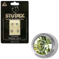 STUDEX Birthstone studs - reg bezel s/s - august / peridot